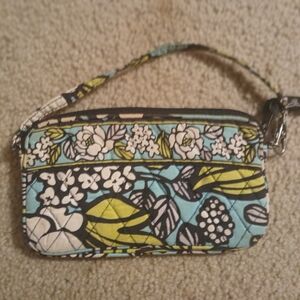 Vera Bradley Aqua Blue Floral Quilted Phone Wristlet